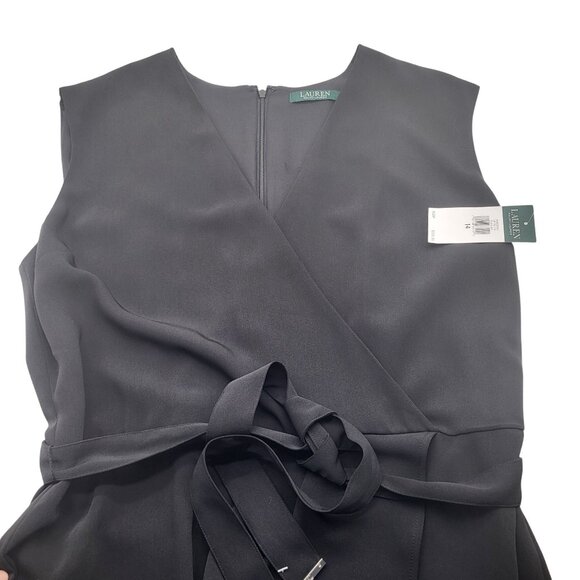 LAUREN RALPH LAUREN Womens SZ 14 Black Faux-Wrap Jumpsuit NWT MSRP $225 - Picture 12 of 12